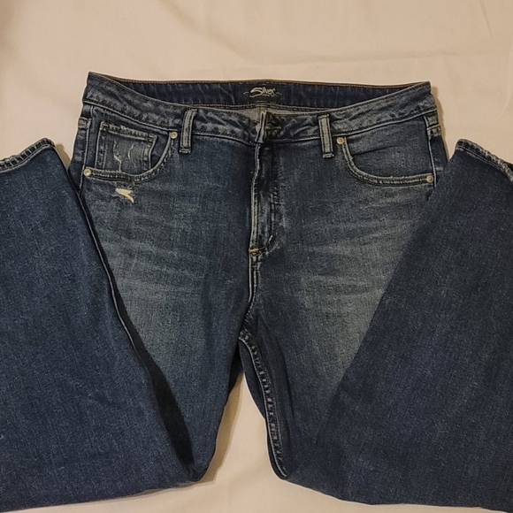 Silver cropped wide leg, high waist jeans size 31 - Picture 2 of 10